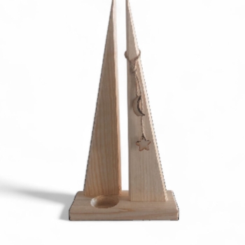 Choinka podwójna z drewna naturalnego 37,5cm żagiel